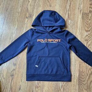 Ralph Lauren Polo Sport Performance Hoodie‎ Boys (Size 6) Navy Blue Orange